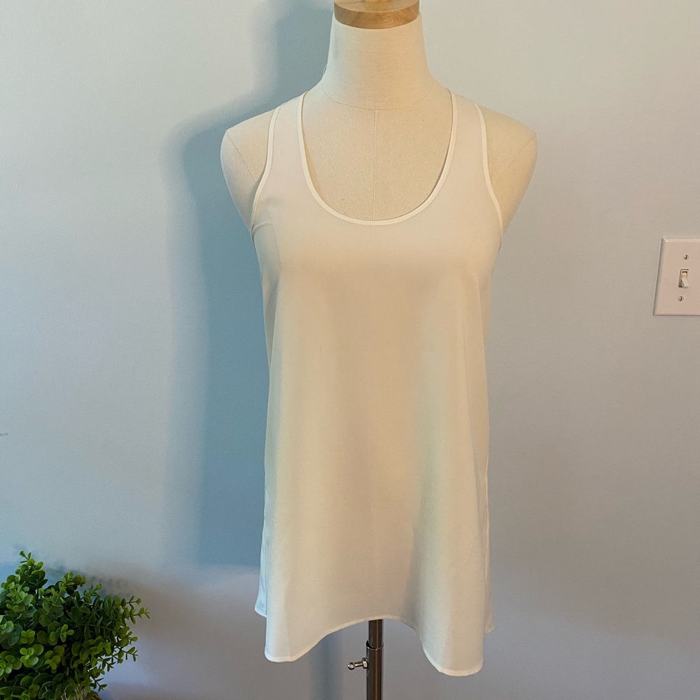 NWOT sheer ivory racer back tunic